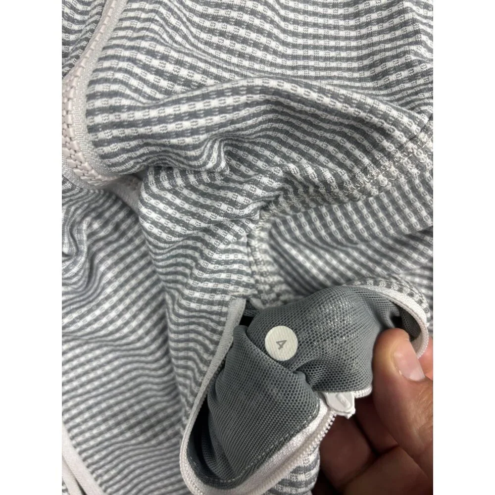 Lululemon Jacket Womens 4 Gray Gingham Full Zip Long Sleeve Athletic Lightweight